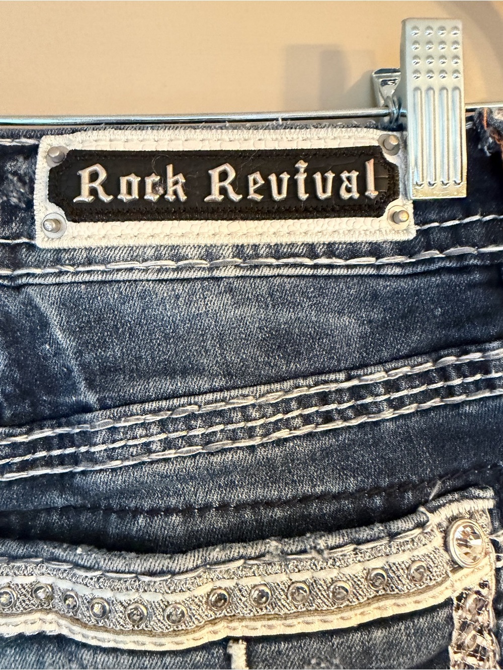 New Rock Revival Yandel Faded Indigo Denim Skinny Jeans Mid Rise Western Rodeo - Picture 9 of 16